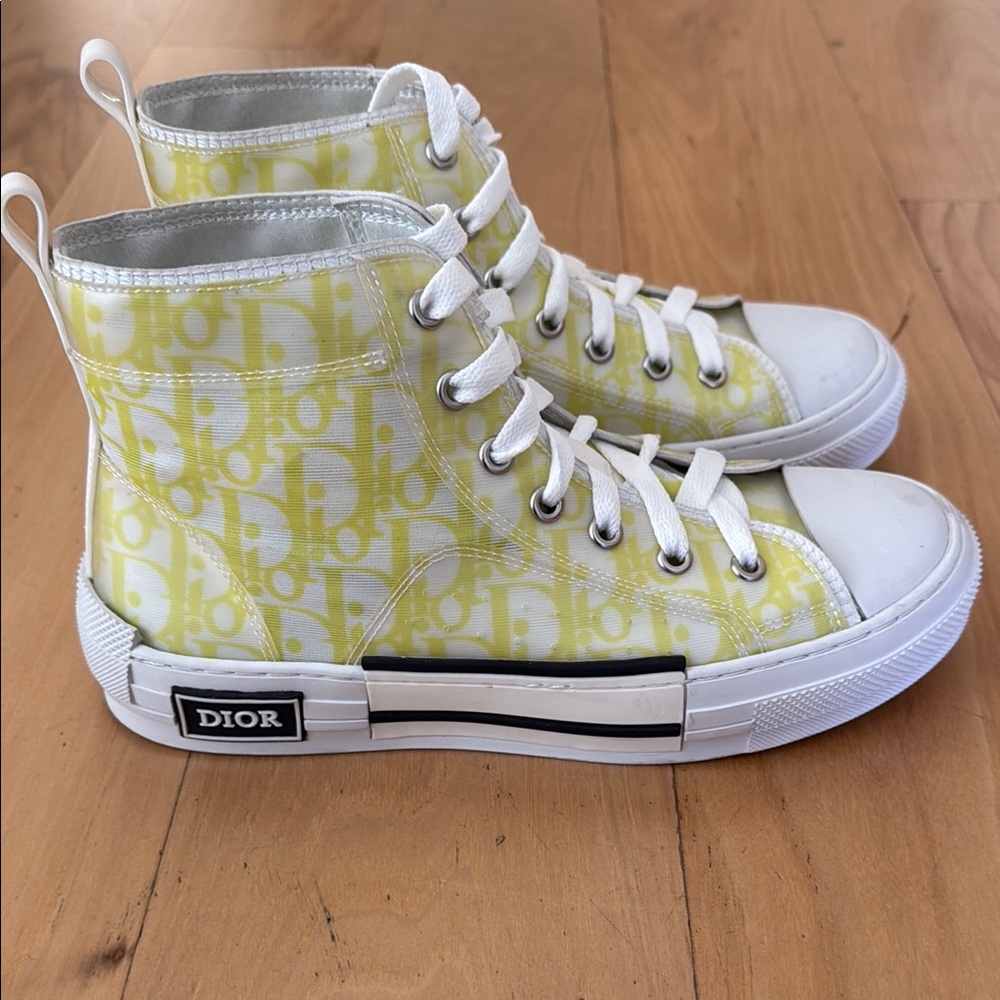 DIOR hi tops in neon yellow size women’s 7
